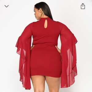 Red flare sleeve Fashion Nova mini dress